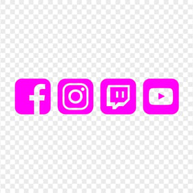 HD Pink Facebook Instagram Twitch Youtube Square Icons PNG