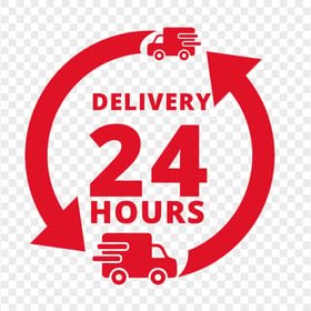Delivery 24 Hours Red Logo Icon Sign HD PNG
