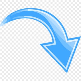 Blue Curved Arrow Pointing down right
