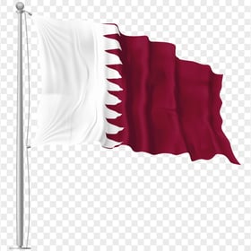 Download HD Waving Qatar Qa Flag On Pole PNG