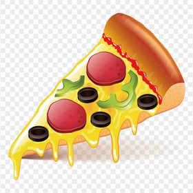 Cartoon Salami Pizza Slice HD Transparent Background