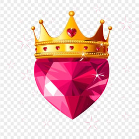 Pink Diamond Heart With Gold King Crown Illustration