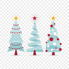 HD Three Flat Vector Christmas Trees PNG