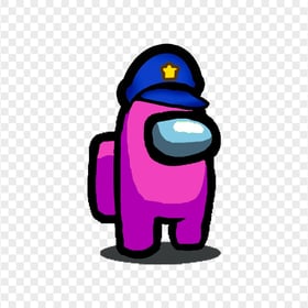 HD Pink Among Us Crewmate Character With Police Hat PNG