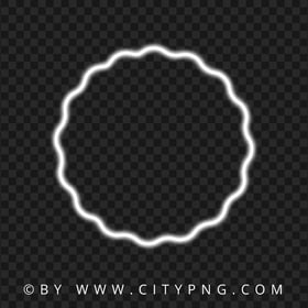 Glowing White Neon Wavy Circle FREE PNG