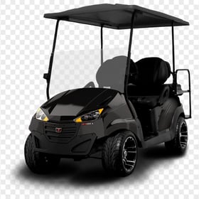 Black Golf Buggy Cart Vehicle Corner Front View