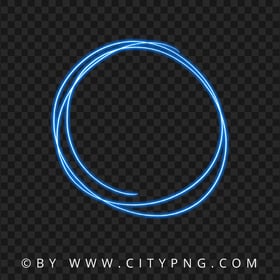 Drawing Doodle Blue Neon Glowing Circle PNG
