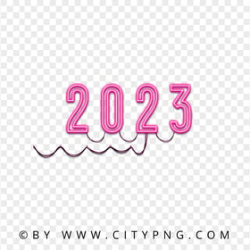 HD 2023 Pink Neon Glowing Sign Transparent PNG