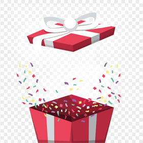 HD Vector Open Gift Box With Confetti PNG
