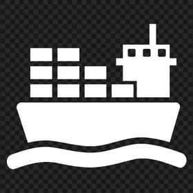 Cargo Ship International Shipping White Icon Download PNG