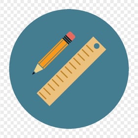 HD Round Flat Pencil with Ruler Icon PNG