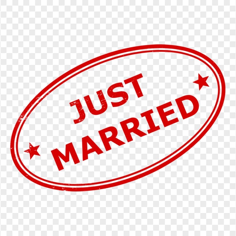 HD Just Married Oval Stamp PNG