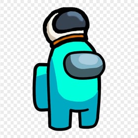 HD Cyan Among Us Crewmate Character With Astronaut Helmet PNG