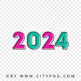 Pink And Green 2024 New Year PNG