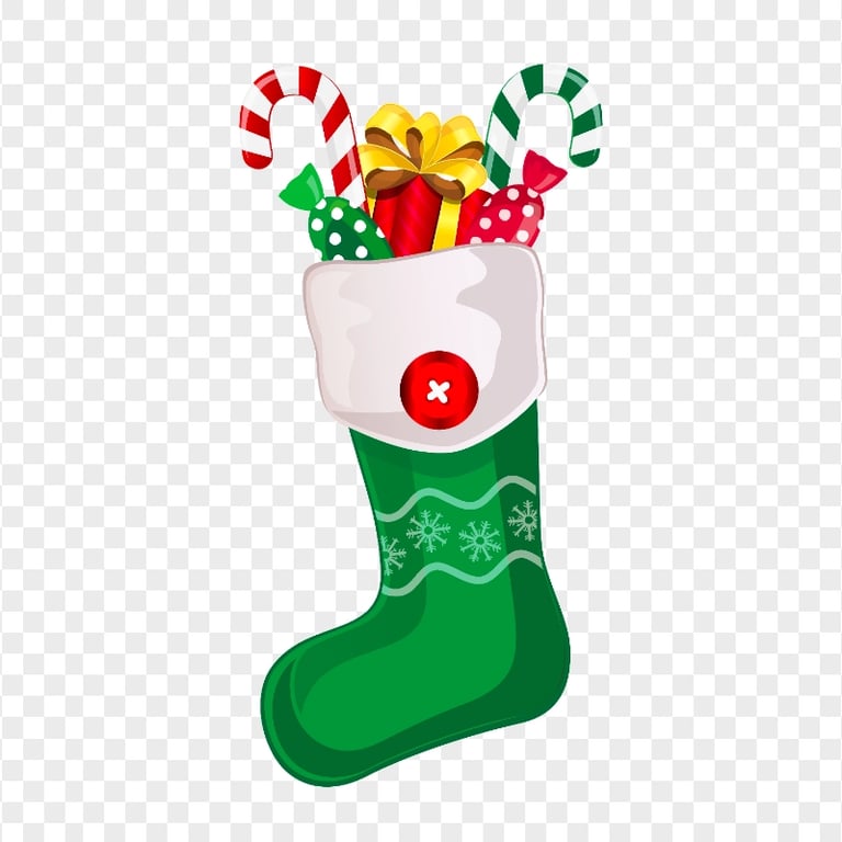 Green Cartoon Vector Socks With Candies PNG