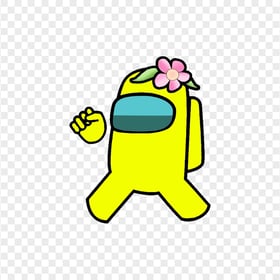 HD Yellow Among Us Crewmate Character With Flower Hat PNG