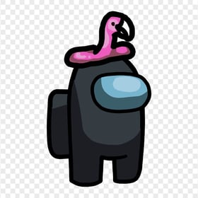 HD Among Us Crewmate Black Character With Flamingo Hat PNG
