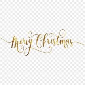 Merry Christmas Gold Glitter Text Calligraphy PNG