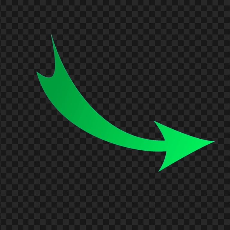 HD PNG Curved Down Right Green Arrow