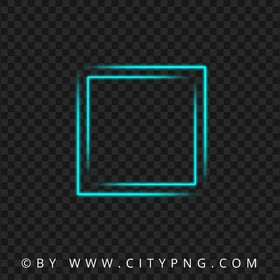 Neon Blue Green Square Double Frame PNG