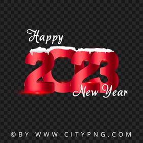 Red 2023 Happy New Year Snowy Design Image PNG