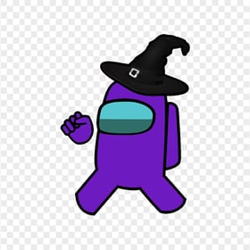 HD Purple Among Us Crewmate Character With Witch Hat PNG
