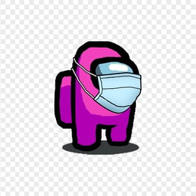 HD Pink Among Us Character With Surgical Mask PNG