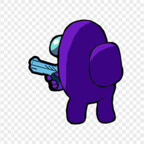 HD Purple Among Us Character Back View Pointing Gun PNG