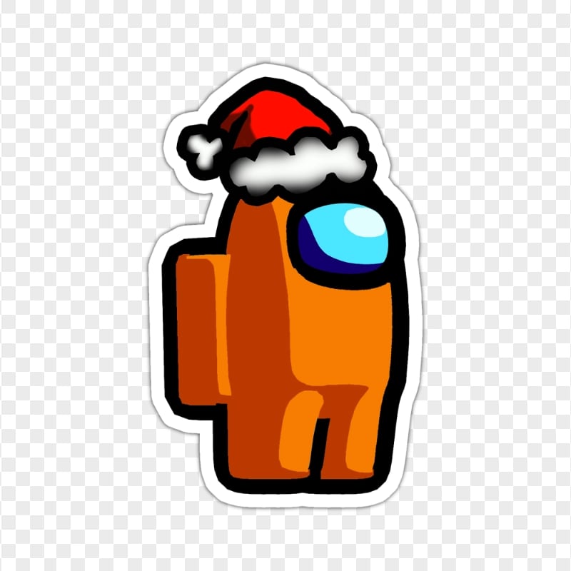 HD Orange Among Us Character Santa Hat Stickers PNG