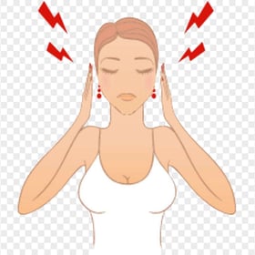 Cartoon Woman Feels Sick Pain Migraine Headache