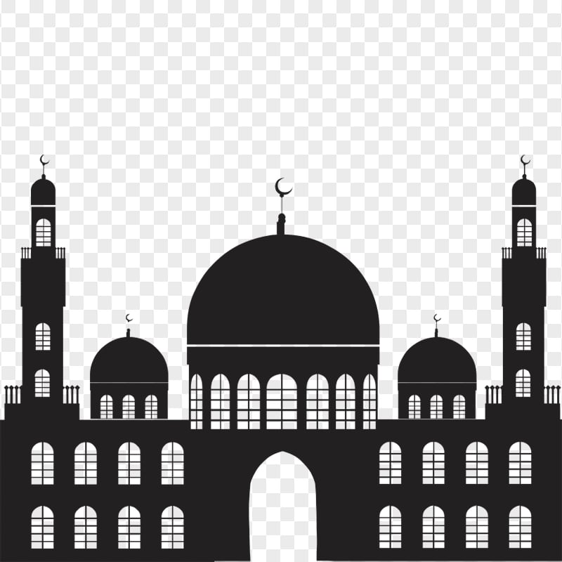 Vector Islamic Mosque Masjid Black Silhouette