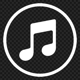 HD Apple iTunes Music Round White Icon Transparent Background