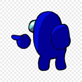 HD Blue Among Us Character Back View Finger Hand Pointing PNG