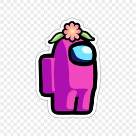 HD Pink Among Us Character Flower Hat Stickers PNG