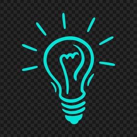Light Bulb Doodle Drawing Idea Blue Green Icon PNG