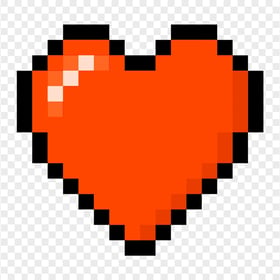 HD Pixel Art Orange Heart Icon PNG