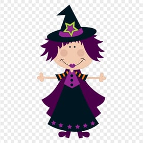 HD Cute Cartoon Clipart Witch Wear Purple Clothes PNG