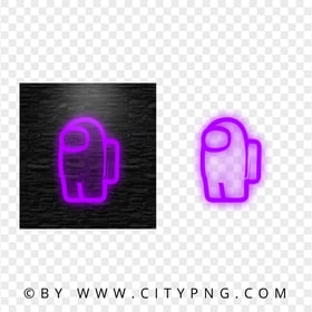 HD Purple Neon Among Us Game Character PNG