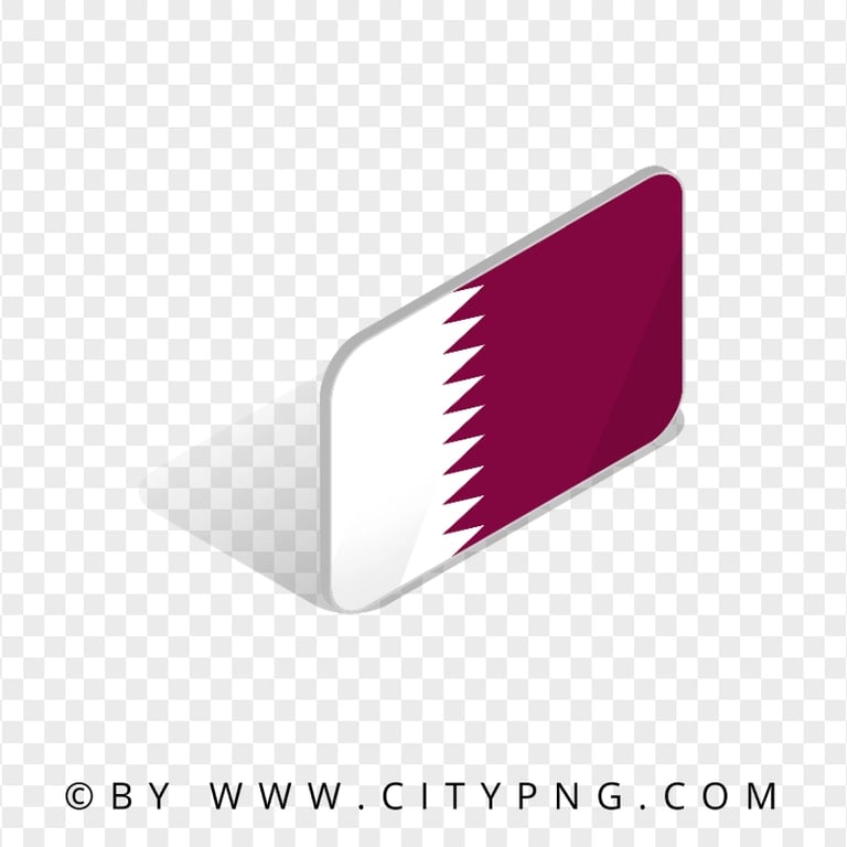 Qatar Isometric 3D Flag Icon Transparent Background