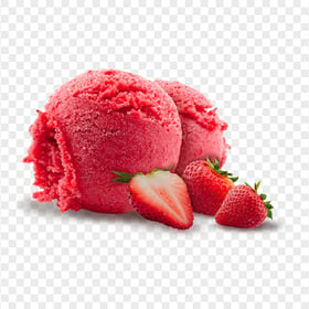 Two Strawberry Ice Cream Scoops Balls HD PNG