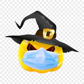 HD Halloween Pumpkin Wear Surgical Mask And Witch Hat PNG