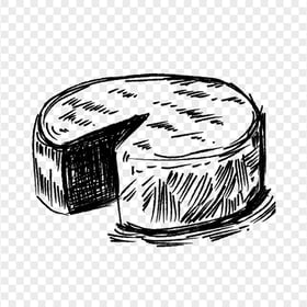 Cheese Wheel Black Sketch Drawing PNG Image