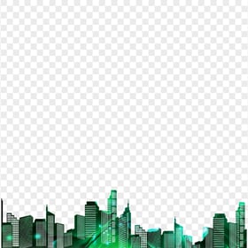 HD PNG Cityscape Green Abstract City Silhouette
