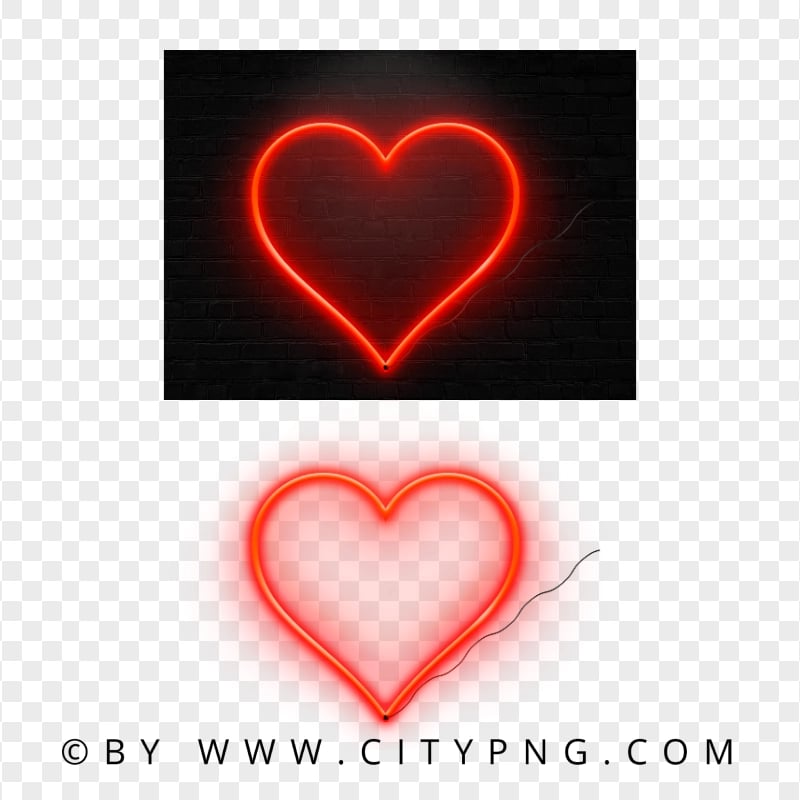 HD Aesthetic Realistic Neon Red Heart Love Valentine Day PNG