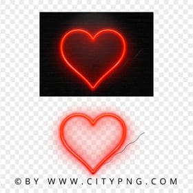 HD Aesthetic Realistic Neon Red Heart Love Valentine Day PNG