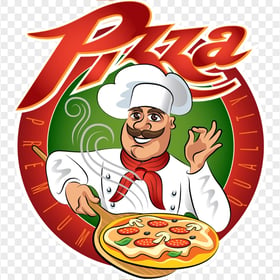 Pizza Chef Vector Illustration Logo Transparent Background