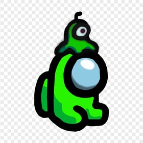 HD Lime Among Us Mini Crewmate Baby Brain Slug Hat PNG