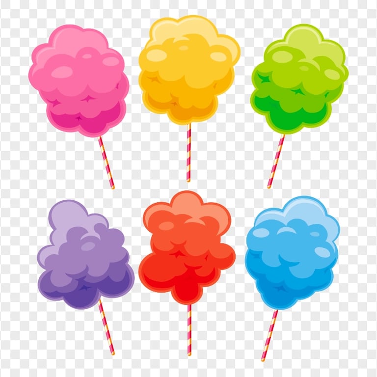 Vector Cartoon Colorful Candy Cotton Collection PNG