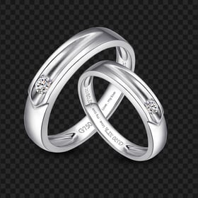 Two Silver Wedding Love Rings PNG