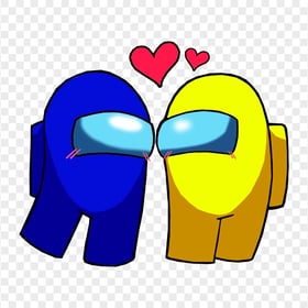 HD Among Us Blue Love Yellow Characters Valentines Day PNG